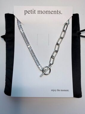 Petit Moments Demie Silver Crystal Link Toggle Necklace - Silver Tone Choker